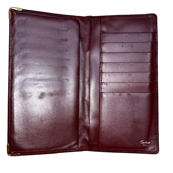 {Cartier Long Bifold Wallet in Bordeaux Burgundy Leather} - Picture 8 of 12